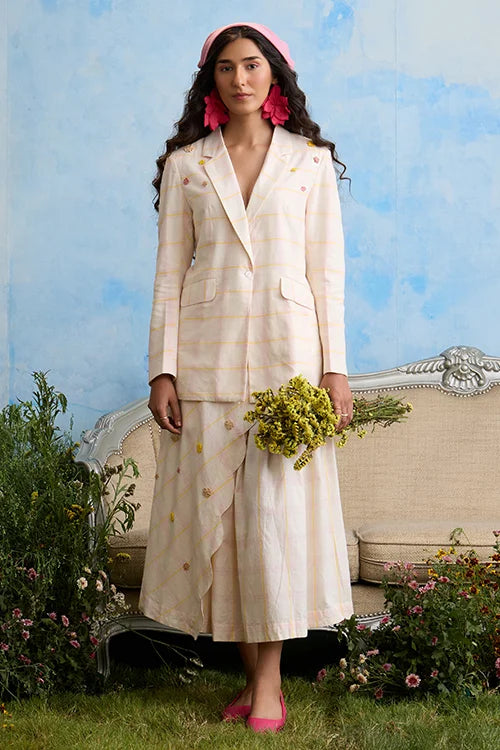 Okhai "Sakura" Hand Embroidered Cotton Handloom Blazer