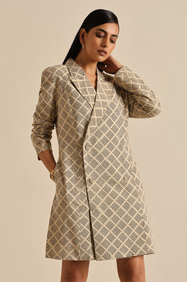 Okhai 'Compassionate' Pure Cotton Hand Block Printed Blazer Dress