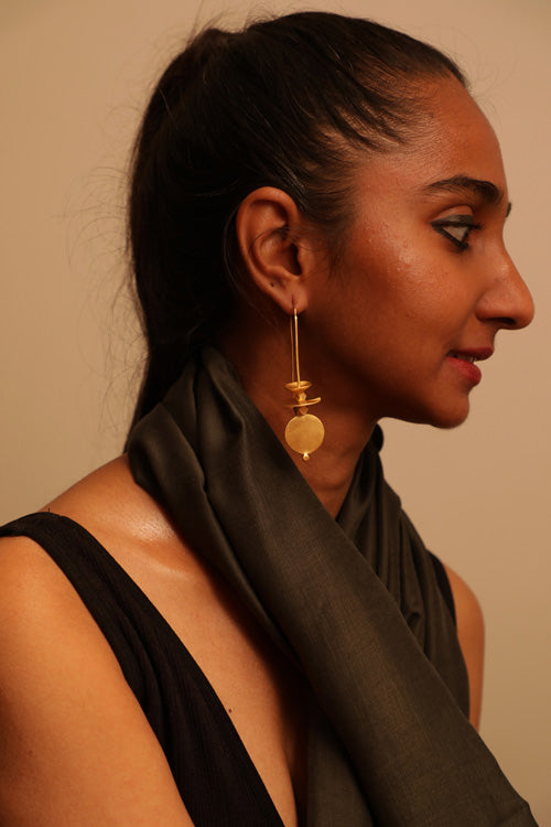 Lukka Chuppi Symmetry Drop earrings with brass off cut sheet.