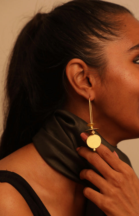 Lukka Chuppi Symmetry Drop earrings with brass off cut sheet.