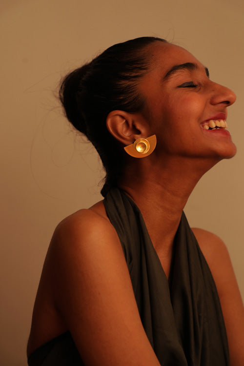 Lukka Chuppi Nova - Half Moon earrings with brass off cut sheet.