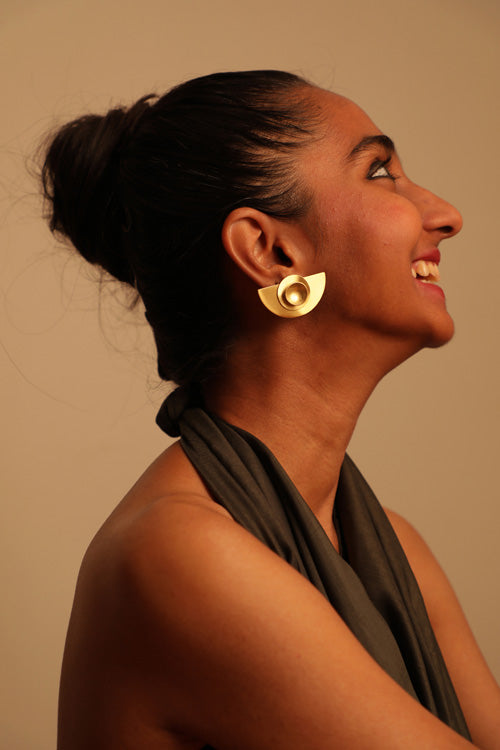 Lukka Chuppi Nova - Half Moon earrings with brass off cut sheet.