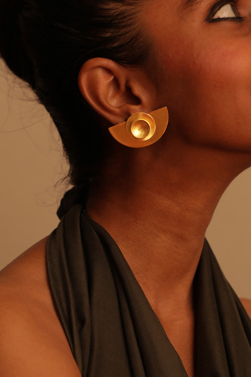 Lukka Chuppi Nova - Half Moon earrings with brass off cut sheet.