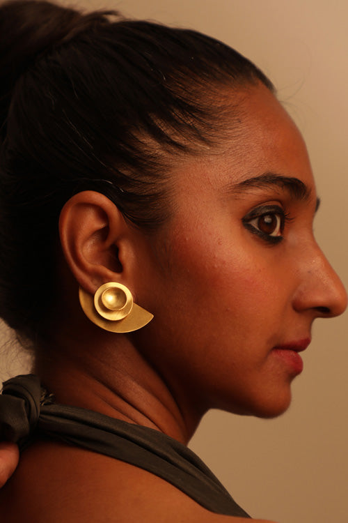Lukka Chuppi Nova - Half Moon earrings with brass off cut sheet.