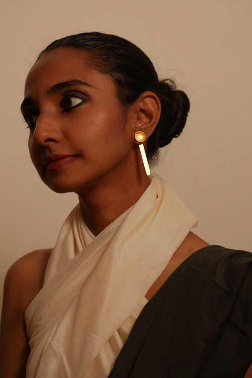 Lukka Chuppi Nova - Single Stick Earrings With Brass Off Cut Sheet