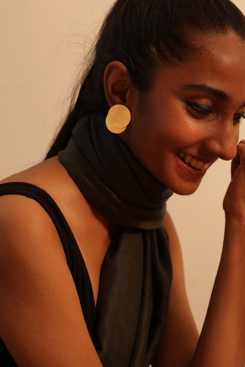 Lukka Chuppi Erebus - Ecplis earrings with brass off cut sheet.