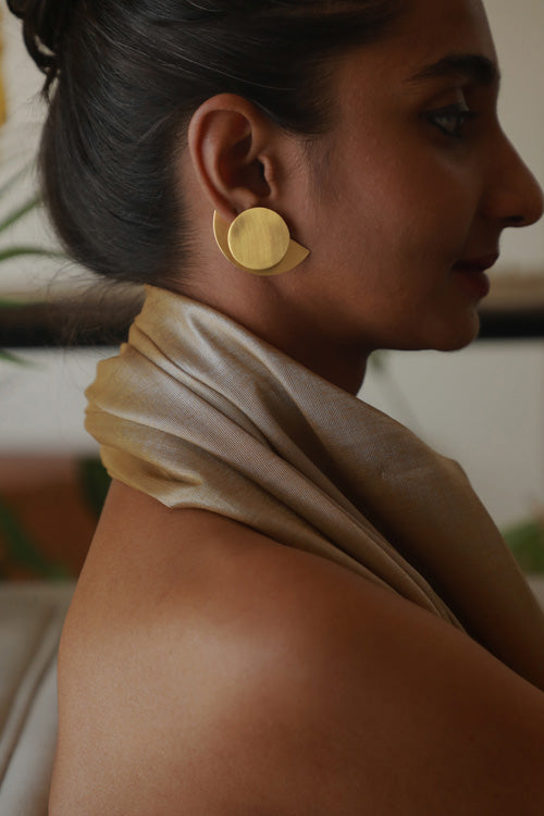 Lukka Chuppi Theia - half moon earrings with brass off cut sheet.