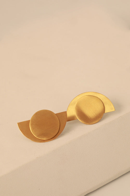 Lukka Chuppi Theia - half moon earrings with brass off cut sheet.