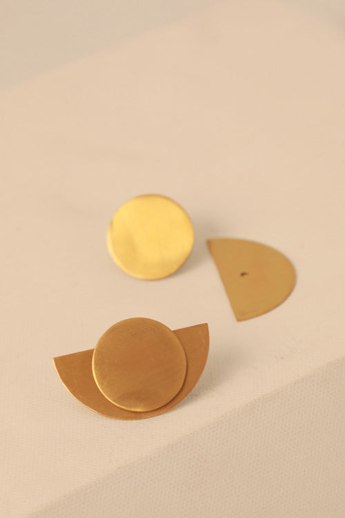 Lukka Chuppi Theia - half moon earrings with brass off cut sheet.