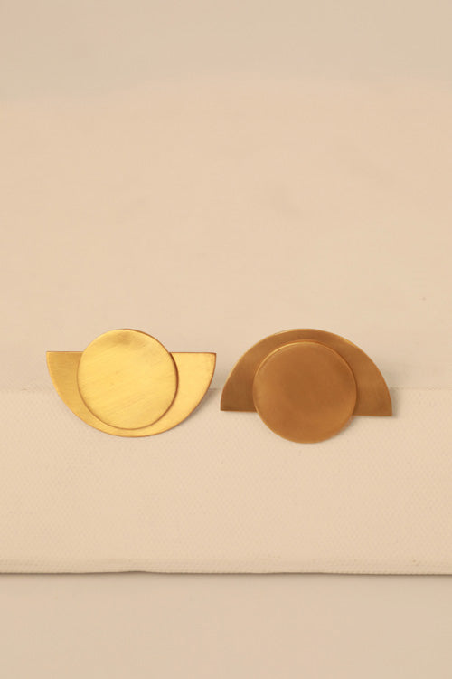 Lukka Chuppi Theia - half moon earrings with brass off cut sheet.