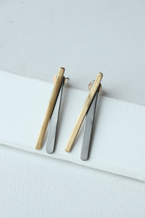 Lukka Chuppi Astrea - double dash earrings with brass off cut sheet.