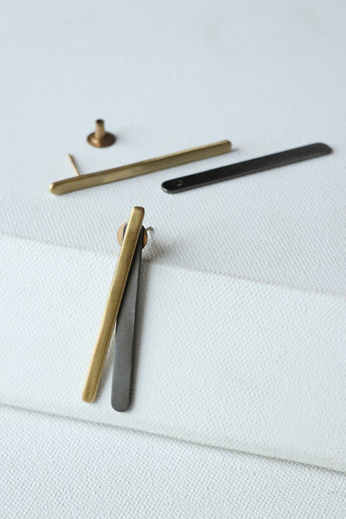 Lukka Chuppi Astrea - double dash earrings with brass off cut sheet.
