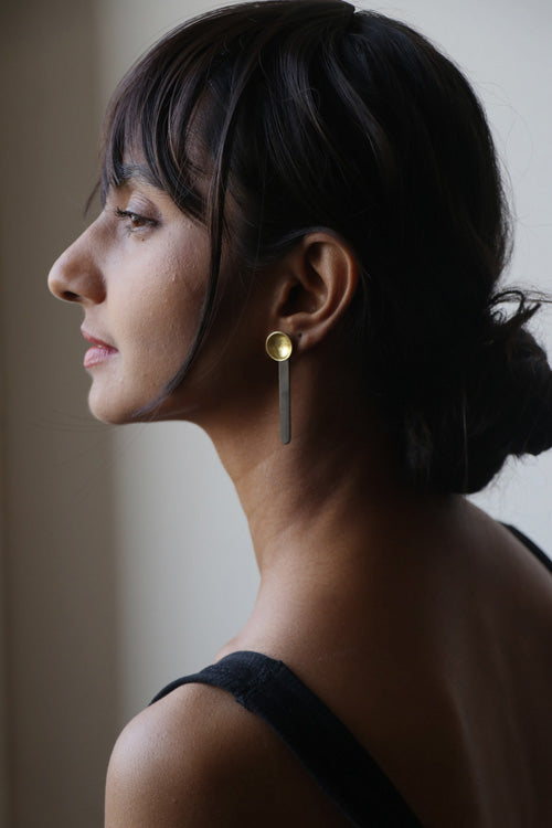 Lukka Chuppi Nova - single stick earrings with brass off cut sheet.