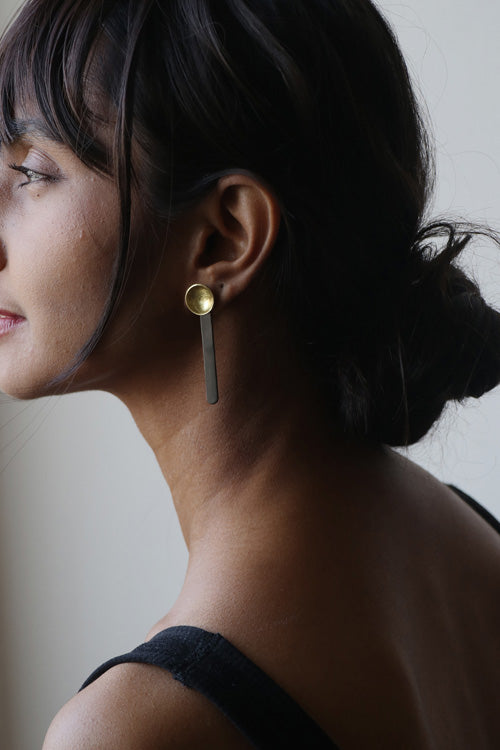 Lukka Chuppi Nova - single stick earrings with brass off cut sheet.
