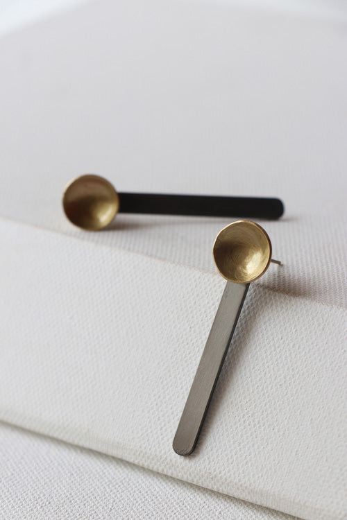 Lukka Chuppi Nova - single stick earrings with brass off cut sheet.