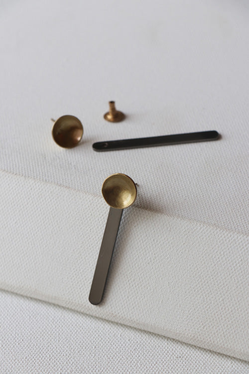 Lukka Chuppi Nova - single stick earrings with brass off cut sheet.