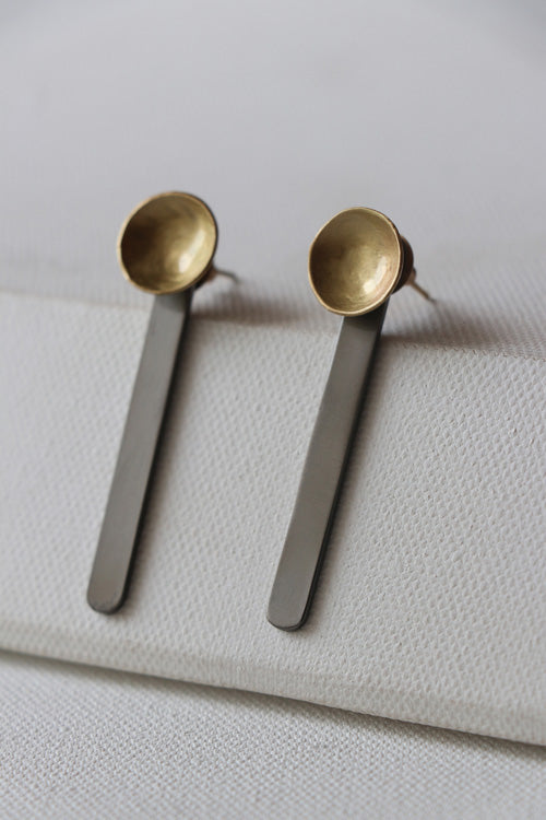 Lukka Chuppi Nova - single stick earrings with brass off cut sheet.