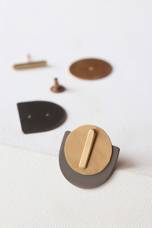 Lukka Chuppi Nyx Black - short dash reverse earrings with brass off cut sheet.