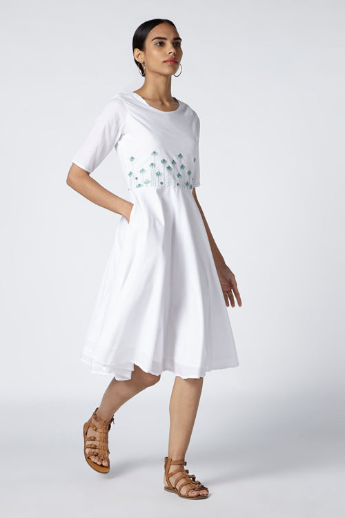Okhai 'Dove' Cotton White Embroidered Dress | Rescue