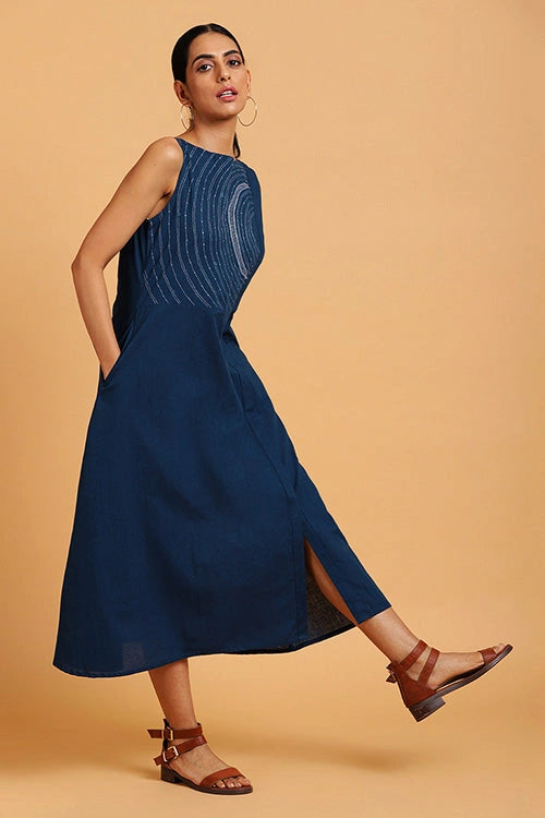 Okhai 'Aura Orbit' Hand Embroidered Sleeveless Pure Cotton Dress