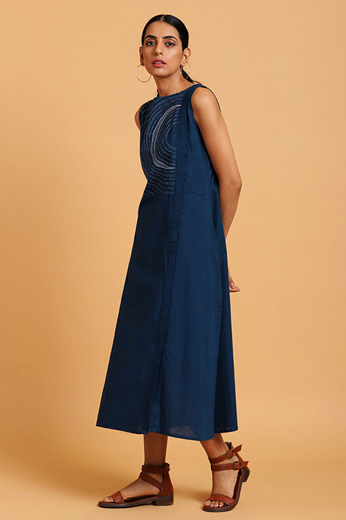 Okhai 'Aura Orbit' Hand Embroidered Sleeveless Pure Cotton Dress