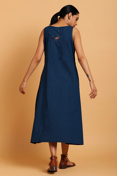 Okhai 'Aura Orbit' Hand Embroidered Sleeveless Pure Cotton Dress