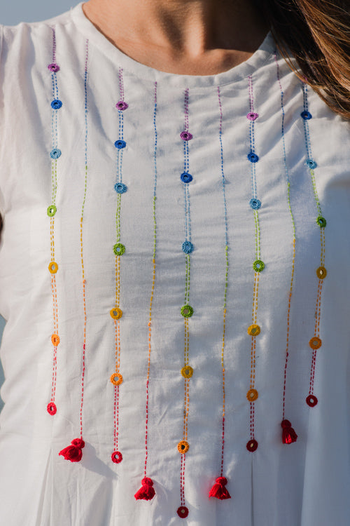 Okhai 'Reflection' Embroidered Cotton Cambric Dress | Rescue