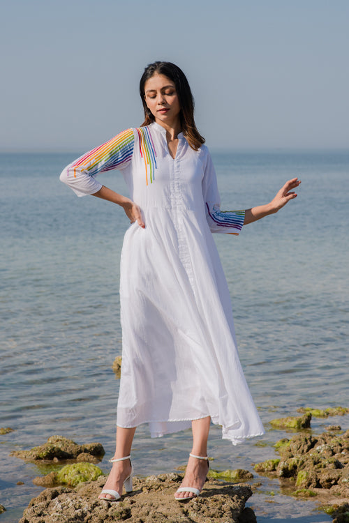 Okhai 'Fantasy' Embroidered Cotton Cambric Dress | Rescue