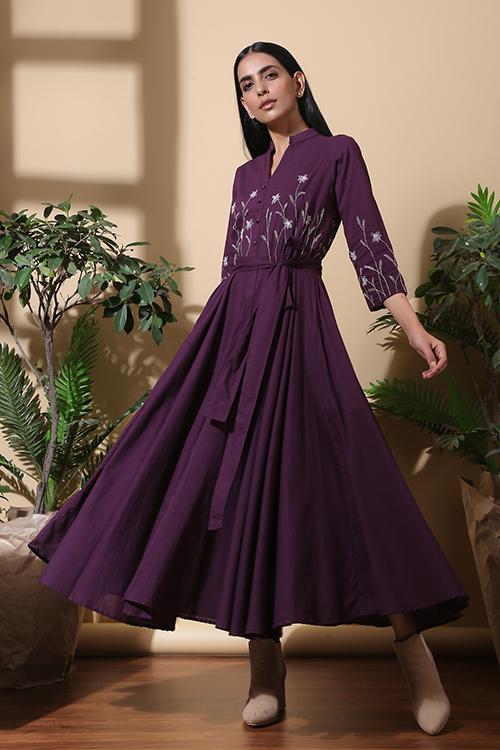 Cotton Interlock Fit & Flare Dress - Bicolor Floral | Talbots