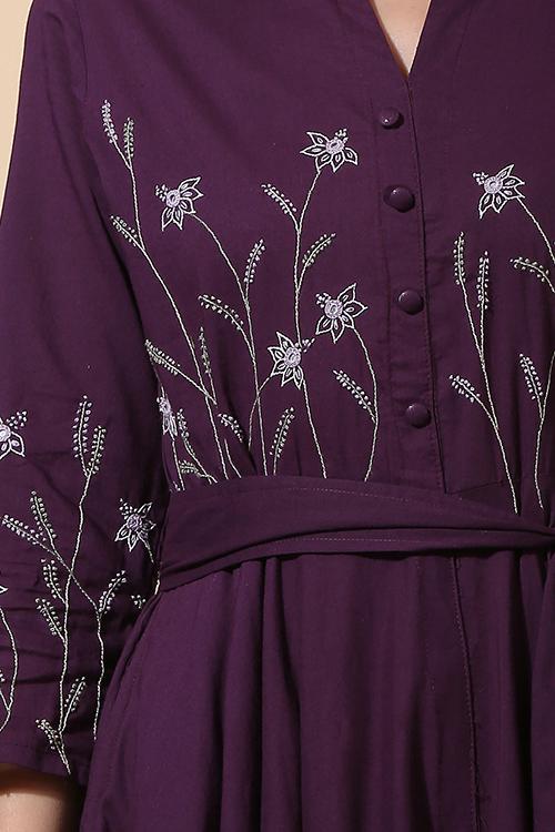 Okhai ‘Night Garden’ Hand Embroidered Pure Cotton Fit & Flare Dress | Rescue