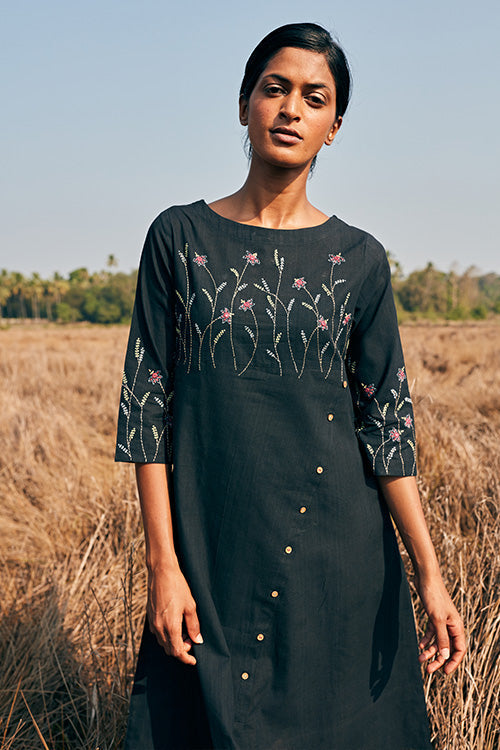 Okhai 'Purpose' Hand Embroidered Mirror Work Pure Cotton Dress | Relove