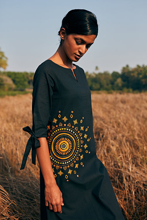 Okhai 'Power' Hand Embroidered Mirror Work Pure Cotton Dress | Rescue