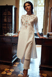Okhai 'Purity' Hand Embroidered Pure Cotton A Line Kurta | Rescue