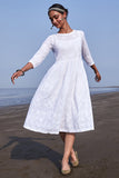 Okhai Shanza Embroidered Pure Cotton White Chikankari Dress Online