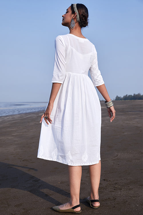Okhai 'Siddra' Pure Cotton Chikankari Embroidered Dress | Relove