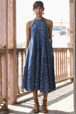 Okhai 'Indigo Harvest' Pure Cotton Indigo Halter-Neck Dress | Relove