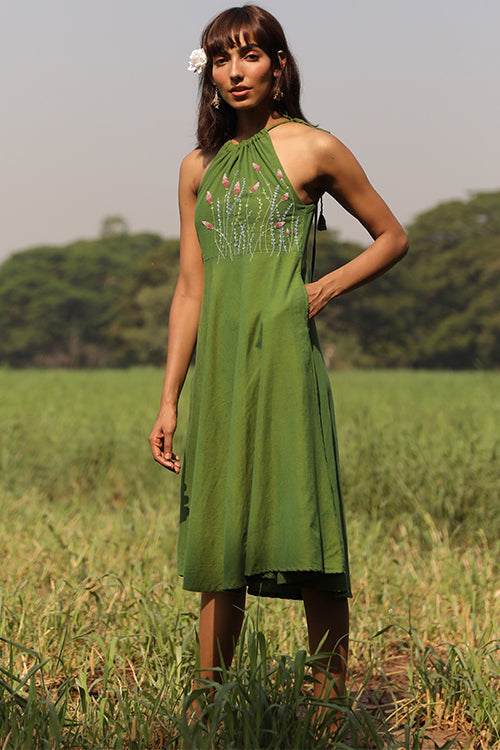 Okhai 'Savanna' Hand Embroidered Pure Cotton Dress | Rescue