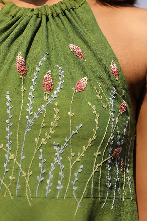 Okhai 'Savanna' Hand Embroidered Pure Cotton Dress | Rescue