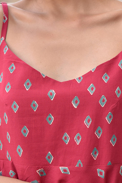 Okhai 'Twirlsome' Pure Cotton Hand Block Printed Sling Dress | Relove
