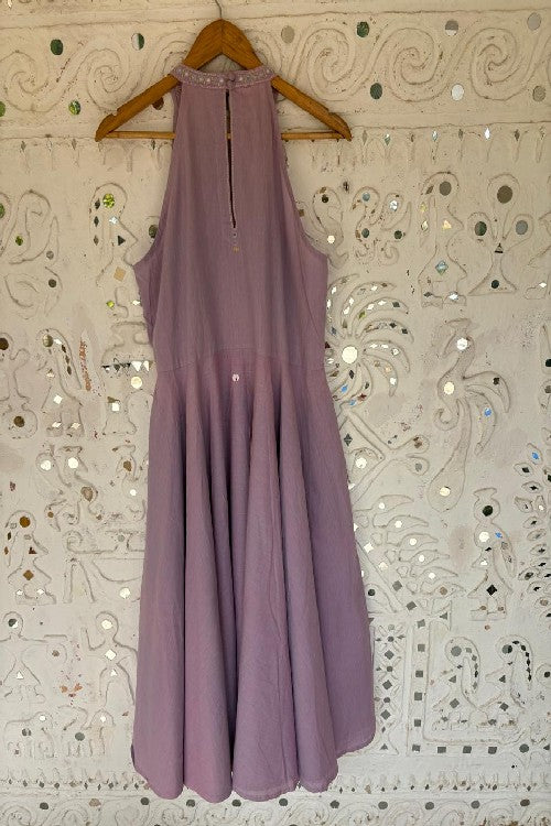 Okhai 'Lavender Pearl' Mirror Work Halter Neck Dress | Rescue