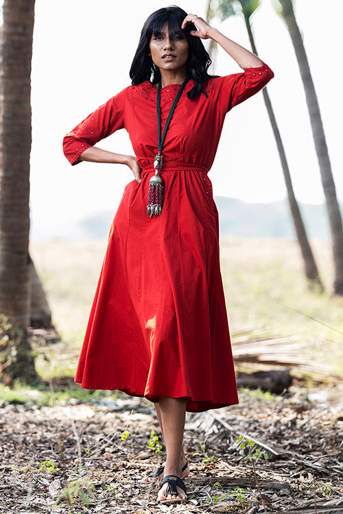 Okhai 'Warmth' Hand Embroidered Mirror and Applique Work Dress | Relove