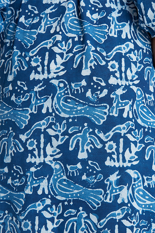 Okhai 'Sea Life' Hand Block Printed Pure Cotton Wrap Dress | Relove