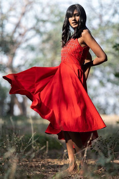 Okhai 'Heart's Desire' Hand Embroidered Mirror Work Dress