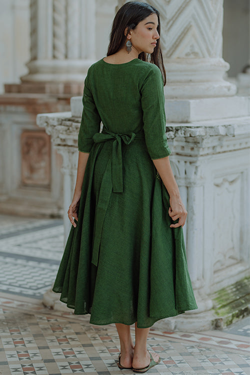 Okhai 'Green Crystal' Hand Embroidered Mirror Work Dress | Relove