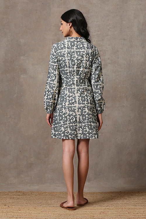 Okhai 'Symmetry' Pure Cotton Hand Block Printed Dress