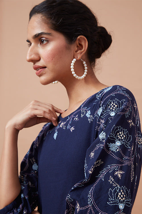 Okhai 'Joyous' Pure Cotton Hand Embroidered Mirror Work Dress