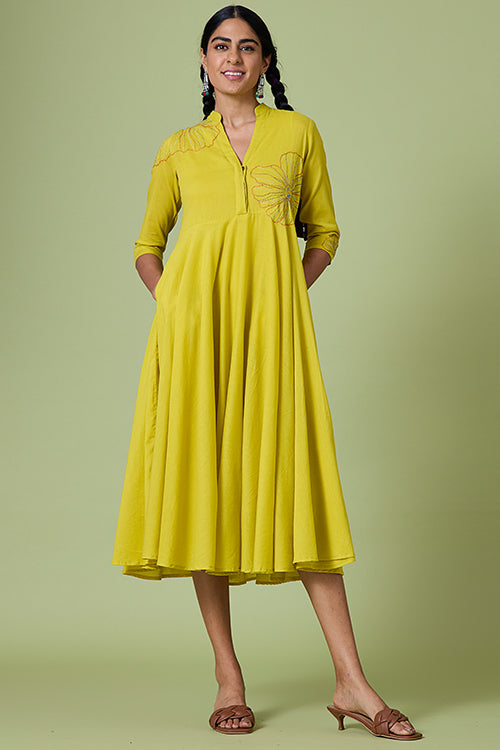 Summer Love Hand Embroidered Pure Cotton Mirror Work Summer Dress Online