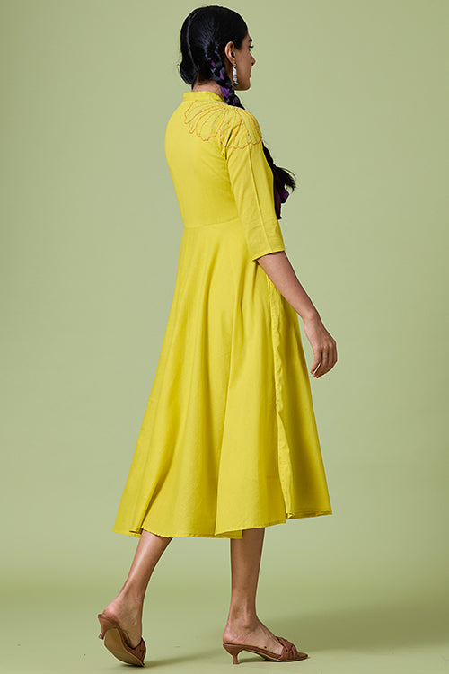 Okhai 'Summer Love' Pure Cotton Hand Embroidered Mirror Work Dress