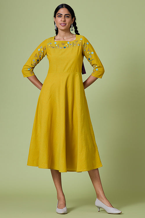 Taaron Bhara Aasman' Mirror Work Cotton Anarkali Festive Dress : Fest – Ek  Dori