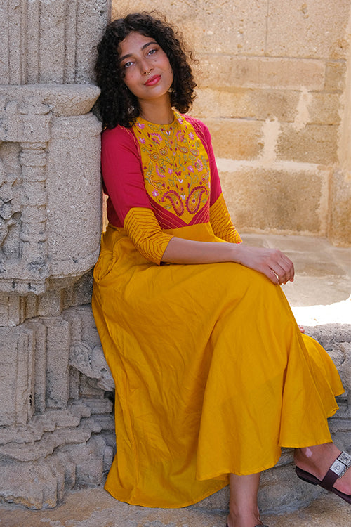 Okhai "Solana" Hand Embroidered Pure Cotton Mul Dress